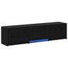 vidaXL TV-kaappi LED-valolla Musta Tammi 165 x 34 x 40 cm