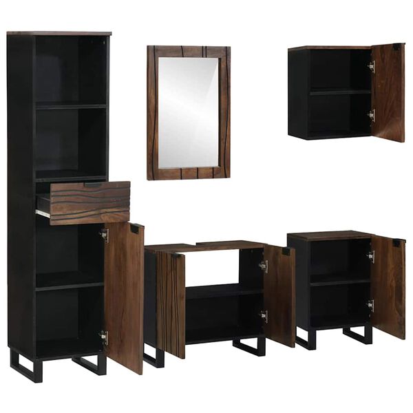 vidaXL Kylpyhuonekalustesetti hyllyllä 5 pcs Valkoinen Tekninen puu