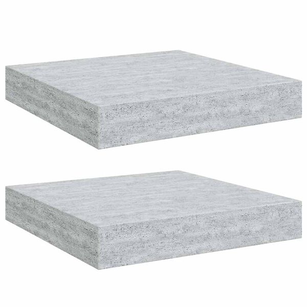 vidaXL Kelluvat sein&auml;hyllyt 2 kpl betoninharmaa 23x23,5x3,8 cm MDF