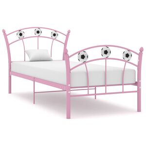 vidaXL S&auml;ngynrunko jalkapallokoristeet pinkki metalli 90x200 cm