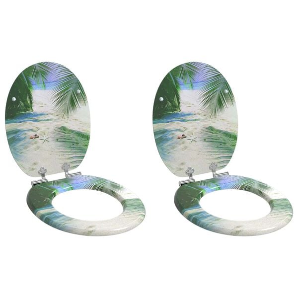 vidaXL WC-istuin 2 pcs Vihre&auml; 43,8 x 37,8 cm MDF-levy