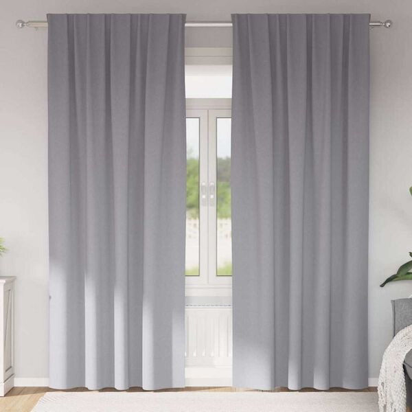 vidaXL Piment&auml;v&auml; verho renkailla 2 pcs Vaaleanharmaa 260 x 140 cm