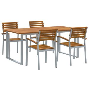 vidaXL Piharuokailu setti 5 kpl Harmaa Tihe&auml; akasiapuu