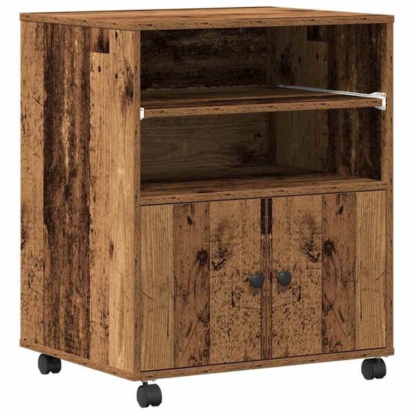 vidaXL Tulostinpidike Vanha puu 60 x 48 x 74 cm Tekninen puu