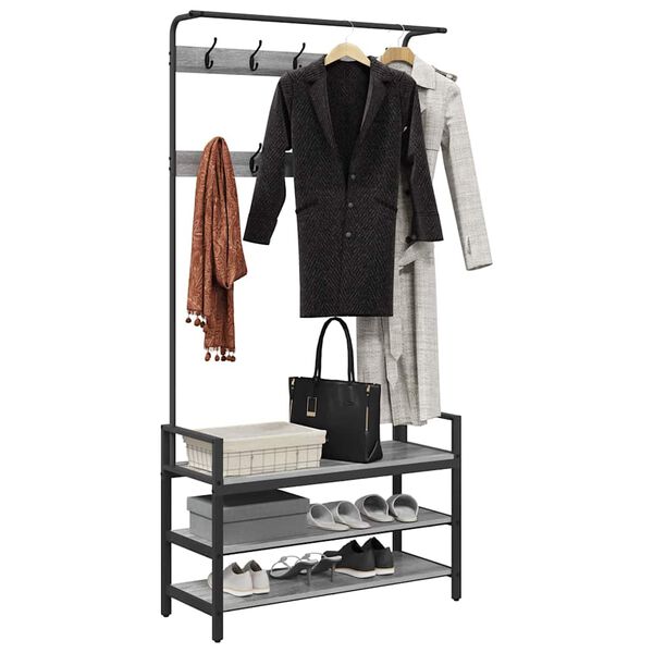 vidaXL Takkihylly hyllyll&auml; Harmaa Sonoma 95 x 34 x 184 cm Tekninen puu