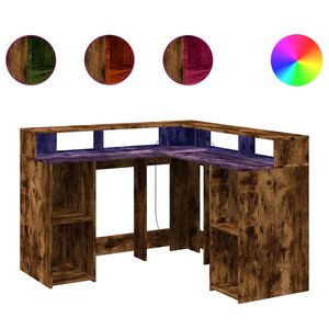 vidaXL Ty&ouml;p&ouml;yt&auml; LED-valoilla savutammi 130x130x91 cm tekninen puu
