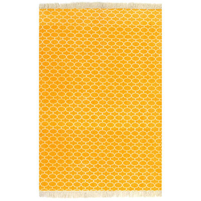 vidaXL Kilim matto puuvilla 160x230 cm kuviolla keltainen