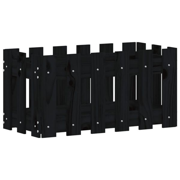 vidaXL Kukkalaatikko aitamuotoilu musta 60x30x30 cm t&auml;ysi m&auml;nty