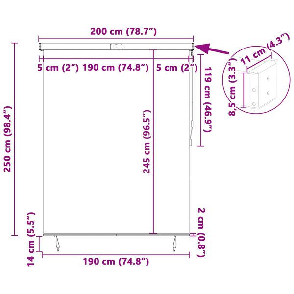 vidaXL Rullaverho Keltainen ja Sininen 200 x 250 cm Kangas ja Alumiini