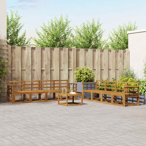 vidaXL Ulkosohvakokoelma 9 pcs Luonnollinen Tihe&auml; akasiapuu