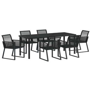vidaXL Piharuokailu setti 7 pcs Musta Jauhemaalattu Ter&auml;s