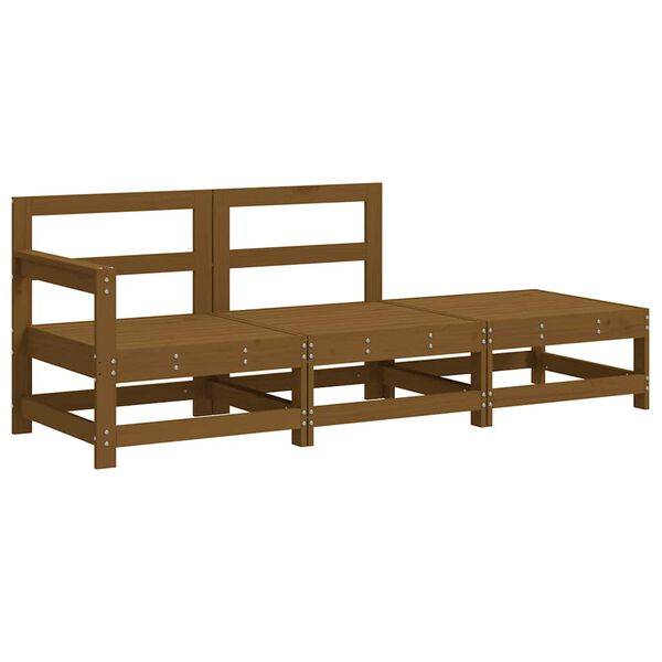 vidaXL 3-osainen Puutarhasohvasarja tyynyillä hunajanruskea täysi puu