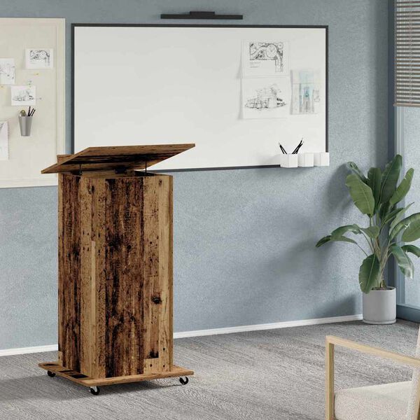 vidaXL Podium laatikon kanssa Vanha puu 55 x 55 x 107 cm Tekninen puu