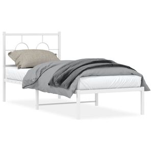 vidaXL Metallis&auml;ngynrunko ilman patjaa p&auml;&auml;tylevy valkoinen 75x190 cm
