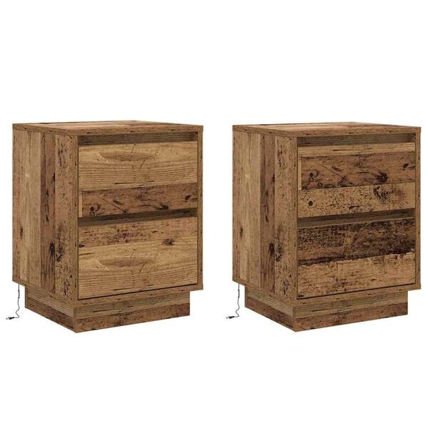 vidaXL Y&ouml;p&ouml;yt&auml;kaappi 2 pcs Vanha puu 39 x 34,5 x 50 cm Tekninen puu