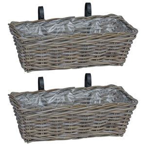 vidaXL Ripustettava Ruukku Kori 2 pcs Harmaa 48 x 22 x 15 cm