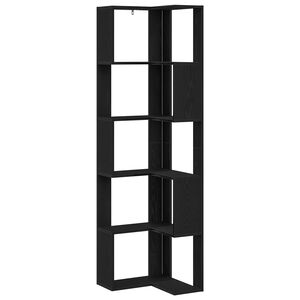vidaXL Kirjahylly 5 tasoa 50 x 50 x 179 cm Musta tammi.