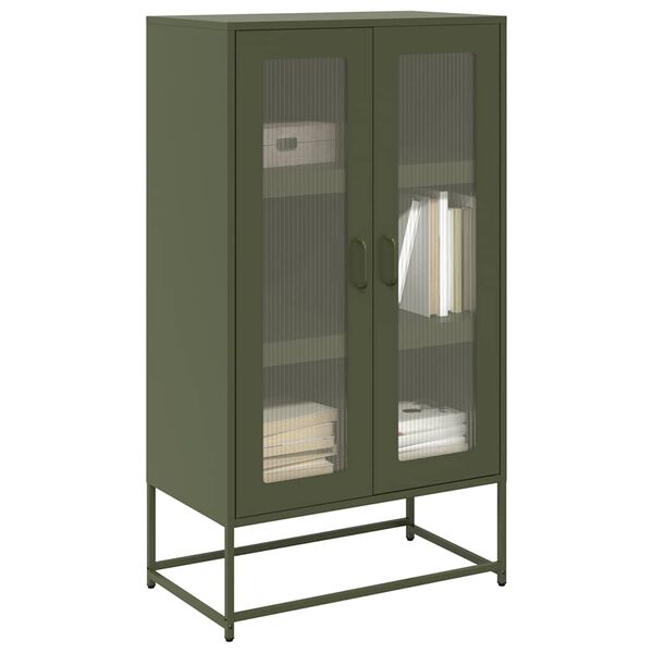 vidaXL Highboard Oliivinvihreä 68x39x123 cm Teräs