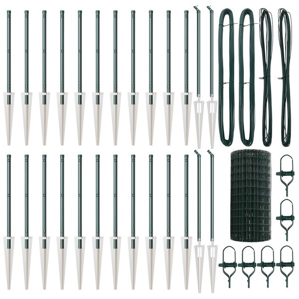 vidaXL Aita ja Tuki Vihre&auml; 0,4 x 50 m Ter&auml;s ja PVC