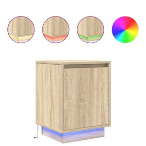 vidaXL y&ouml;p&ouml;yt&auml;kaappi LED-valoilla Sonoma tammi 38x34x50 cm