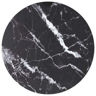 vidaXL Pöytälevy musta Ø70x0,8 cm karkaistu lasi marmorikuvio