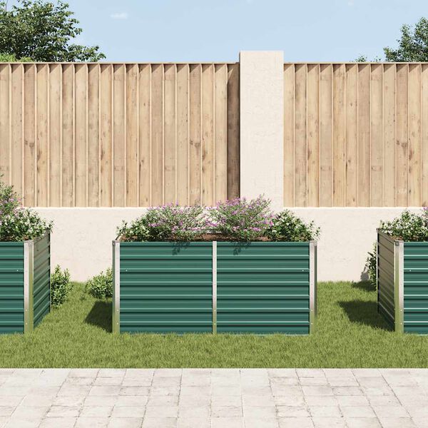 vidaXL Korotettu puutarhalaatikko 160x80x77cm galvanoitu teräs vihreä