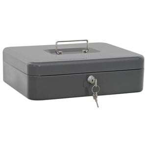vidaXL Raha-Laatikko lukkoon Tummanharmaa 30 x 24 x 9 cm Ter&auml;s