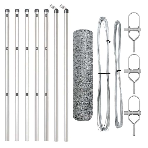 vidaXL Aita paalujen kanssa Hopea 0.8 x 10 m