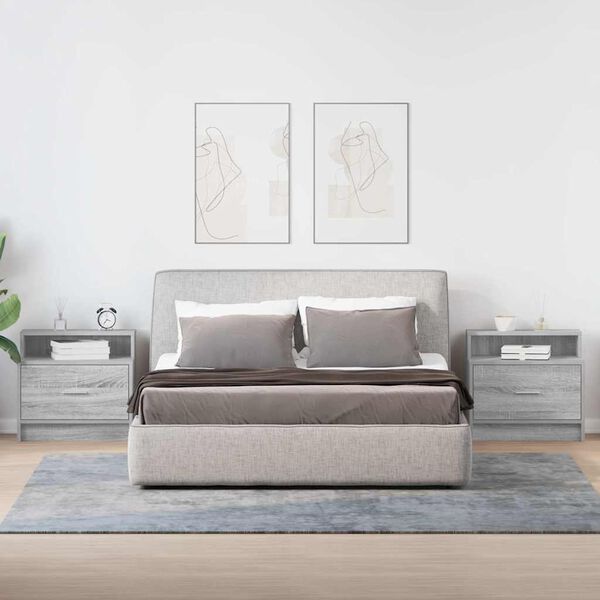 vidaXL y&ouml;p&ouml;yt&auml;kaapit laatikolla 2 kpl harmaa Sonoma 51x31x47 cm