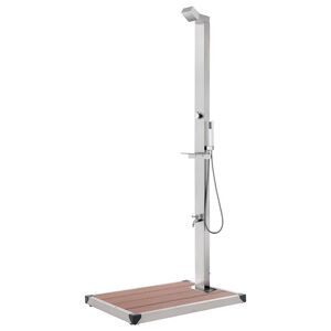 vidaXL Puutarhasuihku ruskealla alustalla 250 cm ruostumaton ter&auml;s