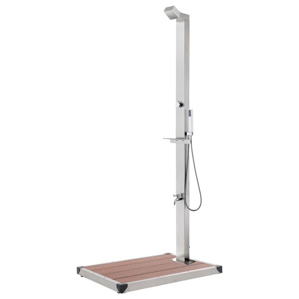 vidaXL Puutarhasuihku ruskealla alustalla 250 cm ruostumaton teräs