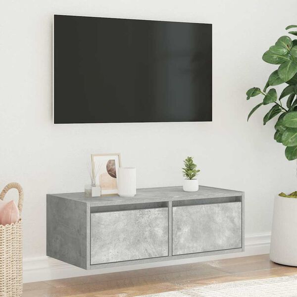 vidaXL TV-kaappi LED-valoilla betoninharmaa 75x35,5x25 cm