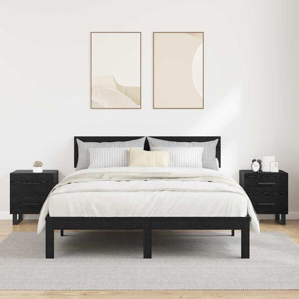 vidaXL Y&ouml;p&ouml;yt&auml;kaappi 2 pcs Musta tammi. 40 x 35 x 47,5 cm Tekninen puu