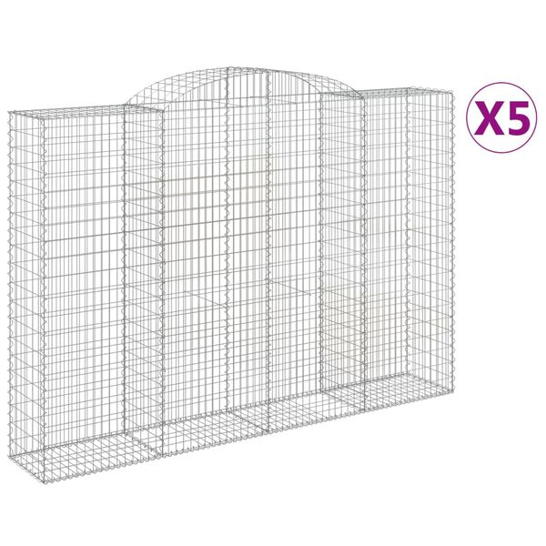 vidaXL Kaarevat kivikorit 5 kpl 300x50x200/220 cm galvanoitu rauta