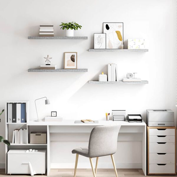 vidaXL Kelluvat seinähyllyt 4 kpl betoninharmaa 90x23,5x3,8 cm MDF