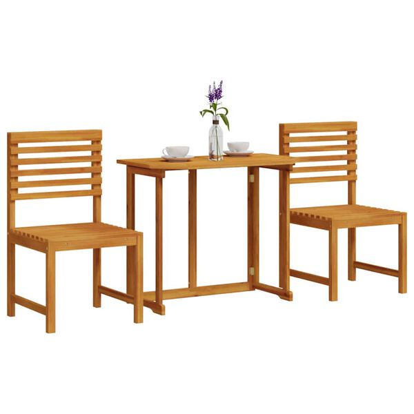 vidaXL Puutarhan Bistro Set 3 pcs Ruskea täysi akaasiapuu