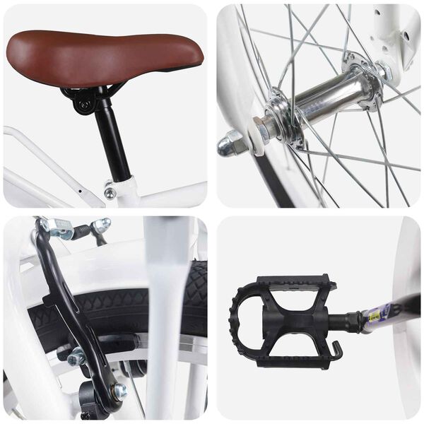 vidaXL Lastenpy&ouml;r&auml; 20 Tuumaa 6-11-vuotiaille Valkoinen