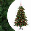 vidaXL Muovinen joulukuusi koristeilla 120 cm 150 LEDi&auml;
