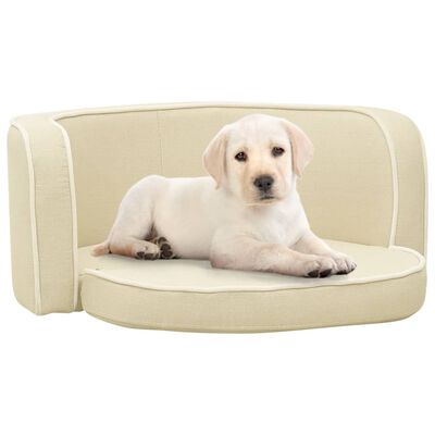 vidaXL Taitettava koiran sohva kerma 76x71x30 cm pellava pestävä