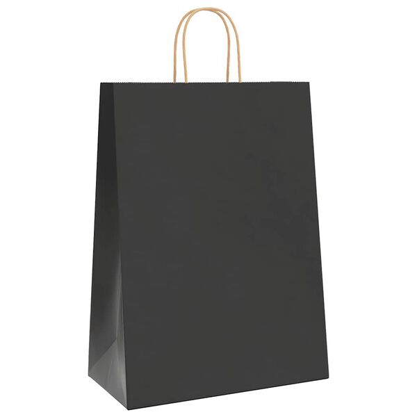 vidaXL Paperikassit 250 kpl kahvoilla musta 32x17x44 cm