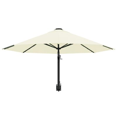 vidaXL Seinäkiinnitteinen aurinkovarjo metallitangolla 300 cm hiekka