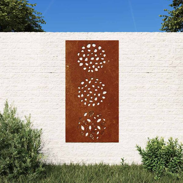 vidaXL Puutarhasein&auml;koriste 105x55 cm corten ter&auml;s lehtikuvio
