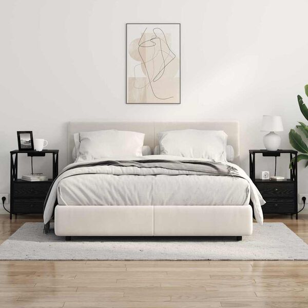 vidaXL Y&ouml;p&ouml;yt&auml;kaappi 2 pcs Musta tammi. 40 x 31 x 60 cm Tekninen puu