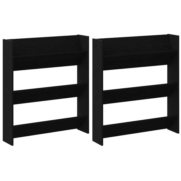 vidaXL Kenk&auml;kaappi 2 pcs Musta tammi. 85 x 18 x 90 cm Tekninen puu