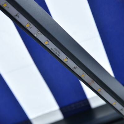 vidaXL Sisäänkelattava markiisi LEDillä 400x300 cm sininen/valkoinen