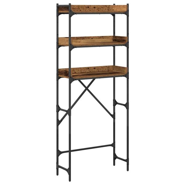 vidaXL Pesukoneen hylly Vanha puu 67 x 25 x 163 cm Tekninen puu