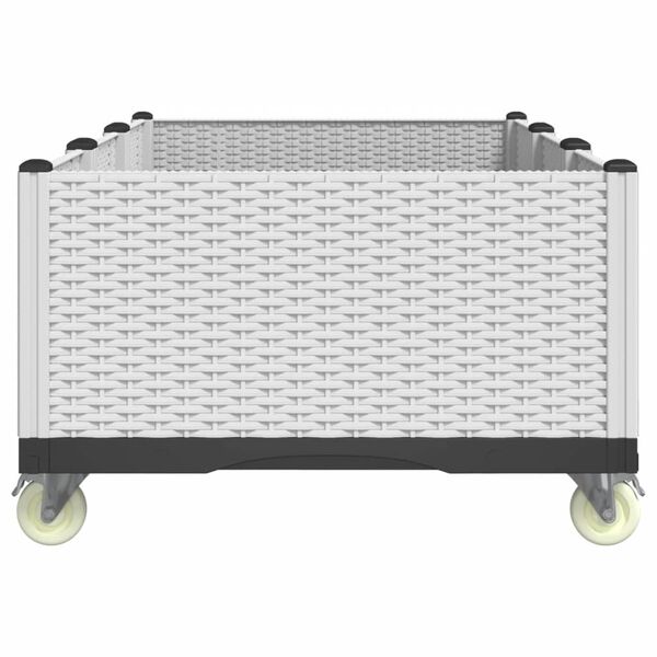 vidaXL Ulkokukkalaatikko py&ouml;rill&auml; valkoinen 150x80x54 cm PP