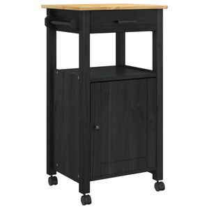 vidaXL Keitti&ouml;vaunu MONZA Musta 48 x 40 x 88,5 cm Massiivinen m&auml;nty