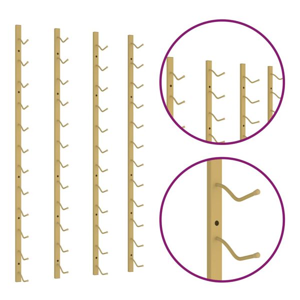 vidaXL Seinälle kiinnitettävä viinipulloteline 12 pullolle kulta rauta