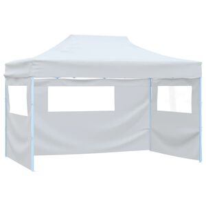 vidaXL Kokoontaitettava juhlateltta 3 sivusein&auml;&auml; 291x413x315 cm valkoinen